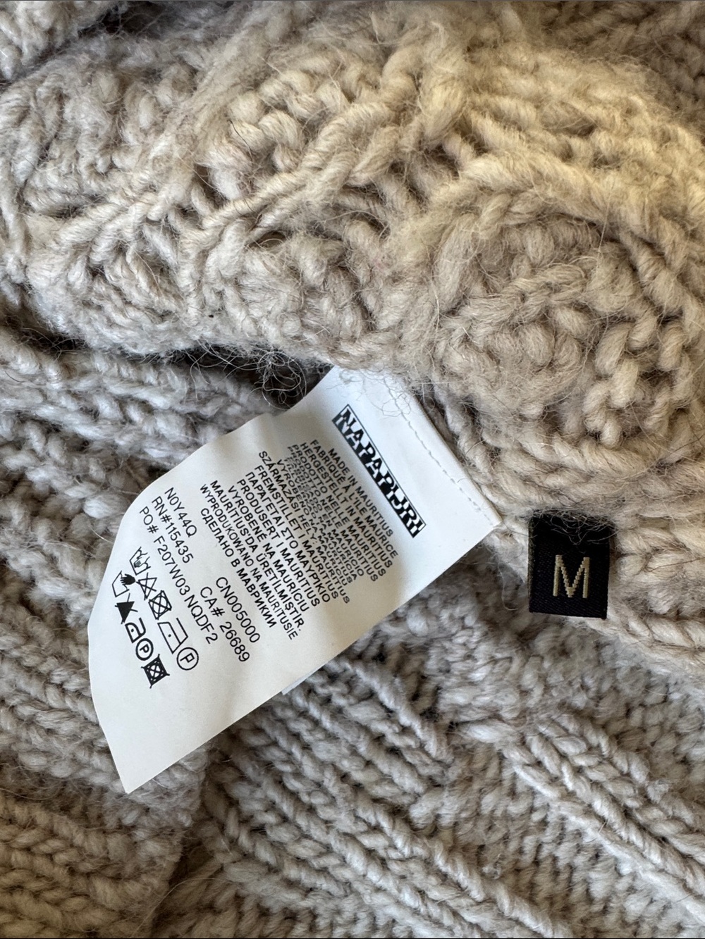 Napapigri wool/ alpaca blend Cable Knit hooded Cardigan Sweater - Beige - Picture 5 of 5